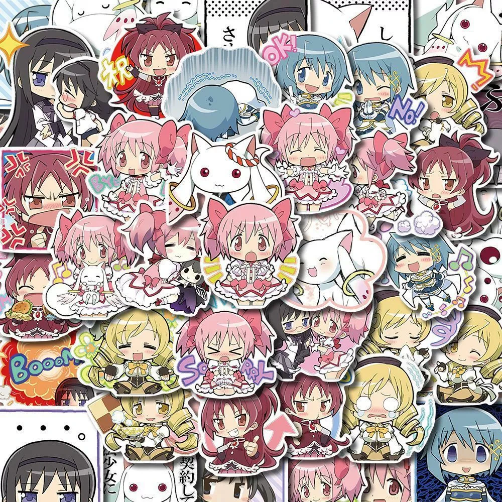 10/30/48pcs Magic Girl Madoka Anime Stickers Kawaii Girls Cartoon Sticker Waterproof Notebook Laptop Luggage Tomoe Mami Decals