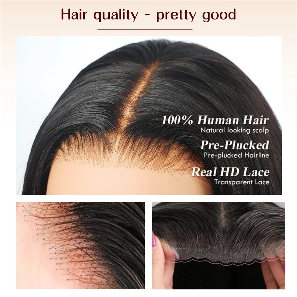 Parrucche per capelli umani a onda profonda da 32 pollici Wear And Go Prepizzicate senza colla 4x4 Pre taglio in pizzo Onda profonda Parrucche senza colla Capelli umani facili da indossare
