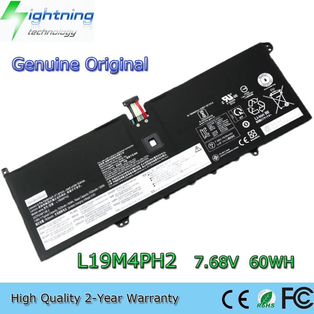 Original Genuíno L19m4ph2 7.68v 60wh Bateria do Portátil para Lenovo Yoga 14 9i 14itl5 Sb10z33898 L19c4ph2 Novo