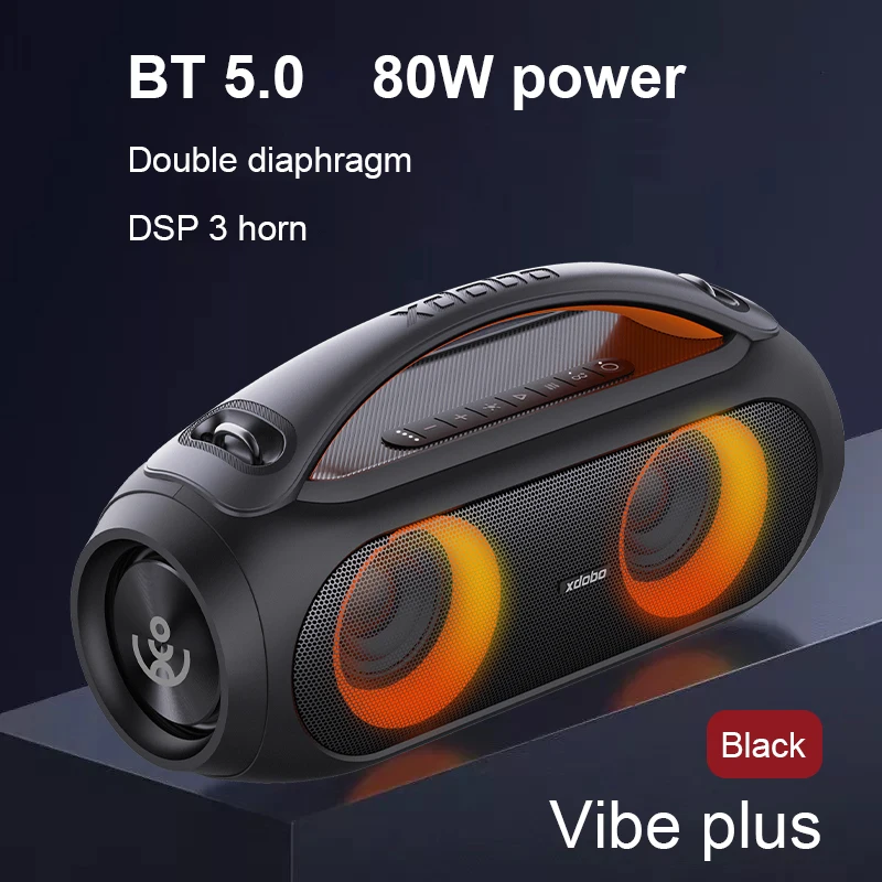 XDOBO VIBE PLUS كاريوكي 80 واط سمّاعات بلوتوث محمولة TWS RGB أضواء مضخم صوت لاسلكي دعم راديو FM التخييم في الهواء الطلق الصوت