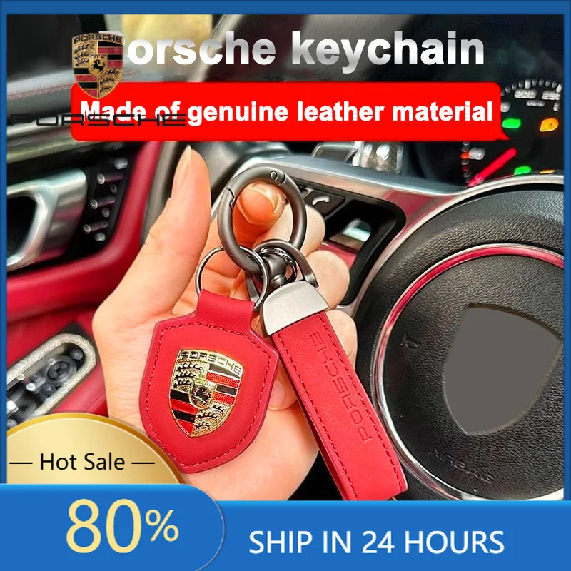 

Наклейки для интерьера автомобиля Porsche, кожаный брелок для ключей, 3D-эмблема, кольцо для ключей для Porsche Panamera, Cayenne, Taycan, 911, 718, Macan