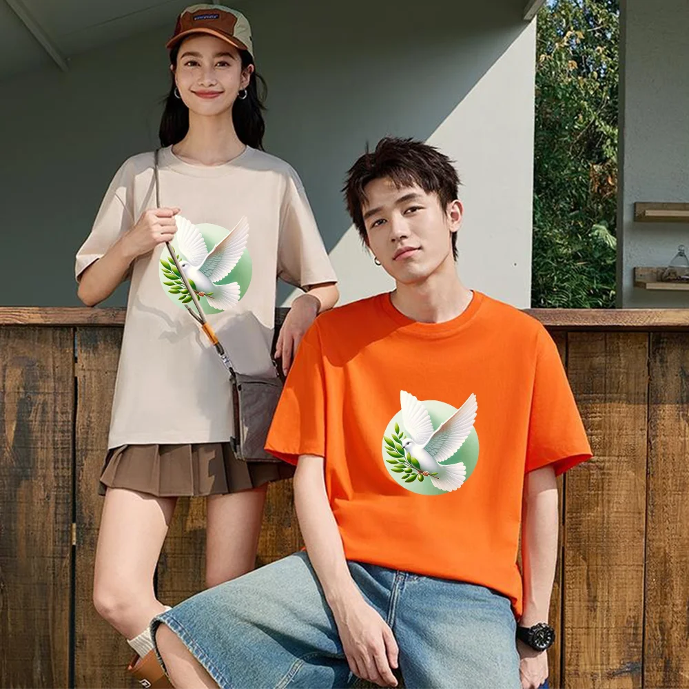 Peace Dove Olive Branch Printed T Shirt Breathable Fabric S-XXL Personalized Custom T Shirt Casual Short Sleeve Tee Aesthetic Gr