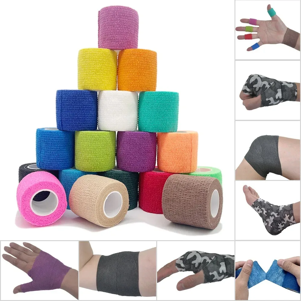 18 colori nastro avvolgente atletico colorato benda elastica autoadesiva Elastoplast protezione sportiva ginocchio dito caviglia palmo spalla