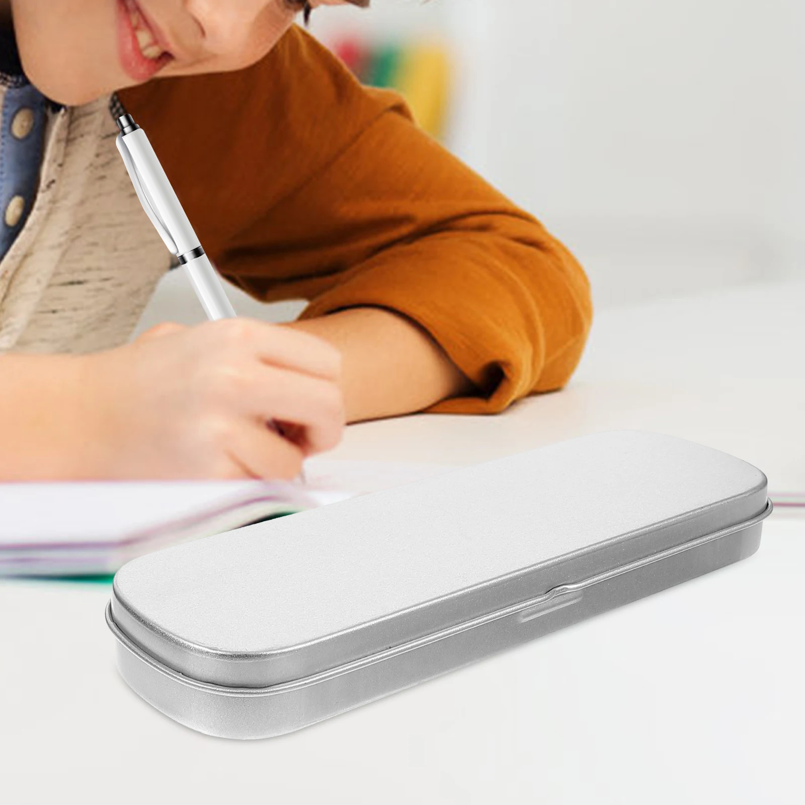 

2 Pcs Pen Box Durable Storage Case for Desk Black Office Supply Silver Small Pencil Container Student Supplies