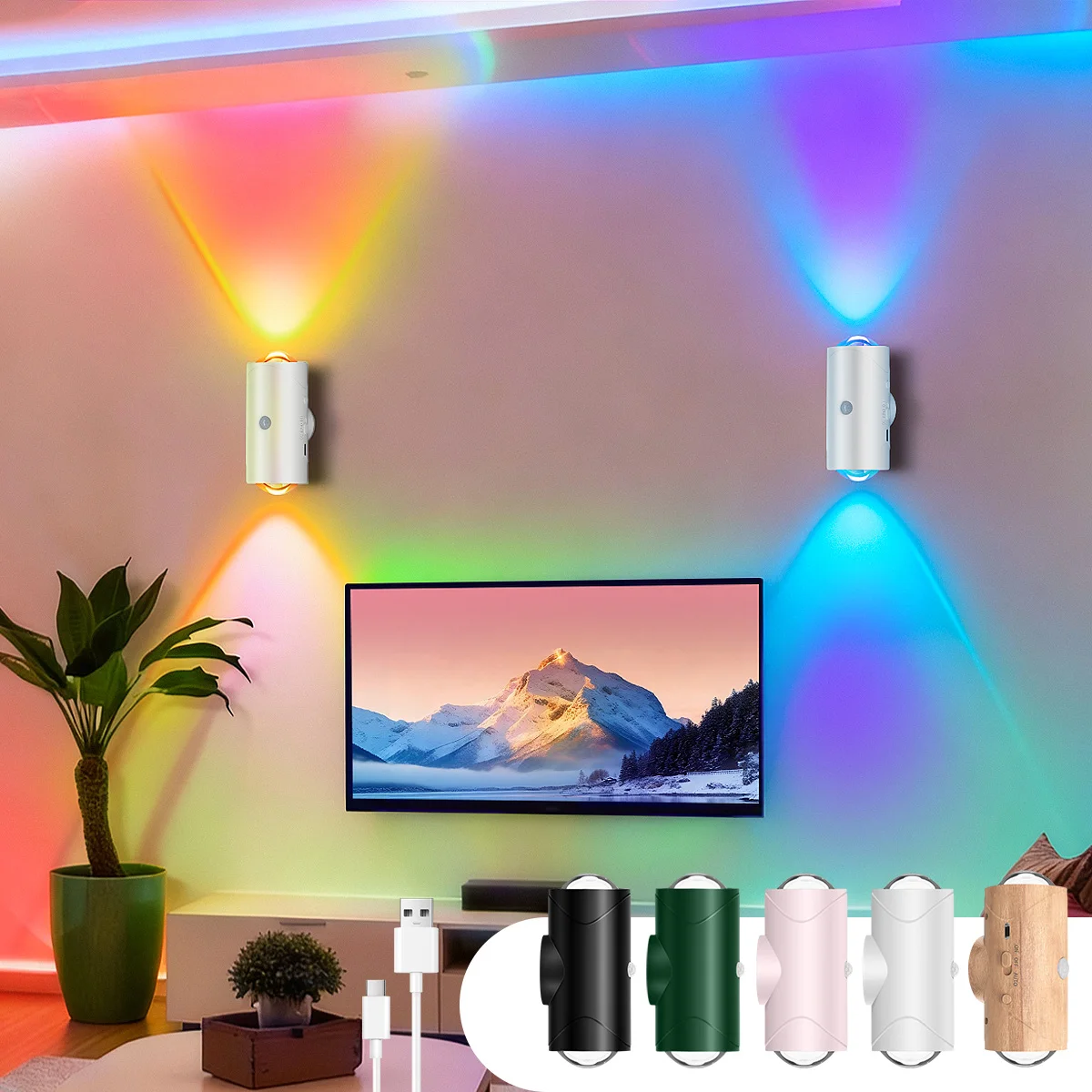 LED-Nachtlicht mit Bewegungsmelder für den Innenbereich, 1500 mAh Up/Down-Beleuchtungsdesign, wiederaufladbare magnetische kabellose Wandleuchten für Schlafzimmer