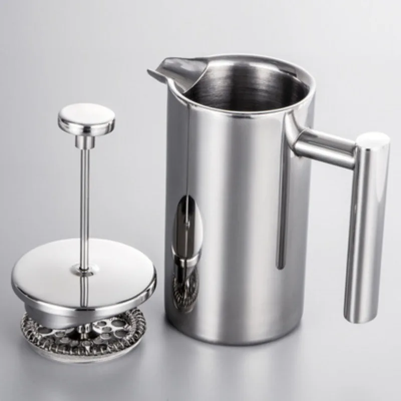 French Press Pot 350ML/800ML Coffee Pot 304 Stainless Steel Manual Press Filter Pot Double-layer Coffee Brewing Tools