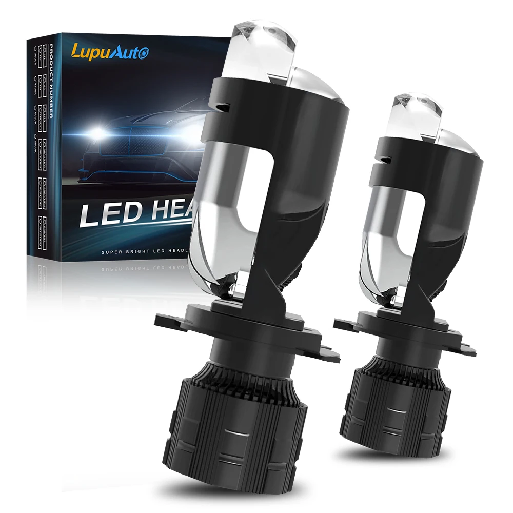 

2pcs H4 LED Headlight Projector Auto Lamp Mini Lens LED H4 9003 HIB2 Bulbs Kit 6000K Car Motorcycle Dual Projector Len LED Light