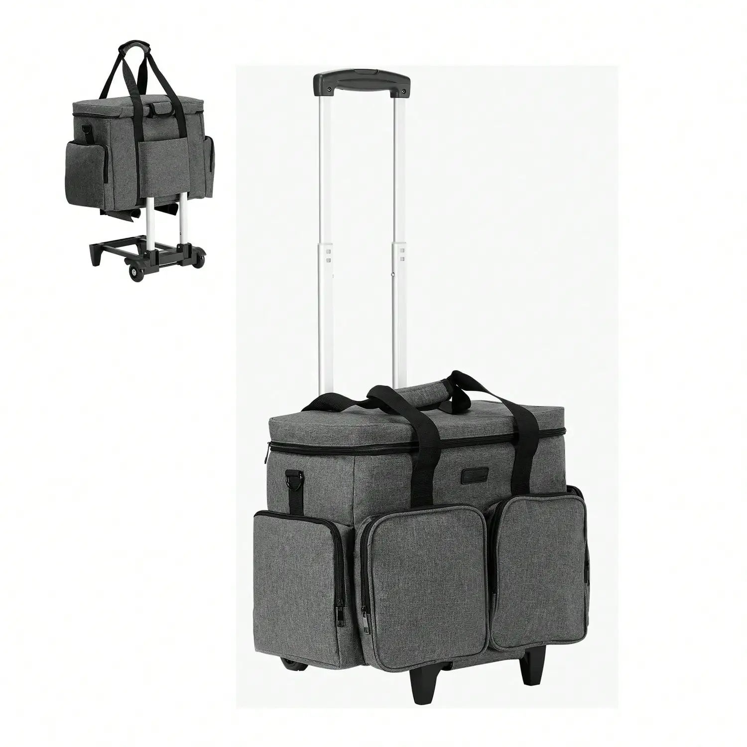 

Rolling Laptop Bag, Fits Up To 15.6 Inch Laptop, Wheeled Briefcase, Teacher Roller Computer Tote Bag With Detachable Trolley & Telescopic Handle, Laptop Case For Work Travel, Women & Men (Gray)