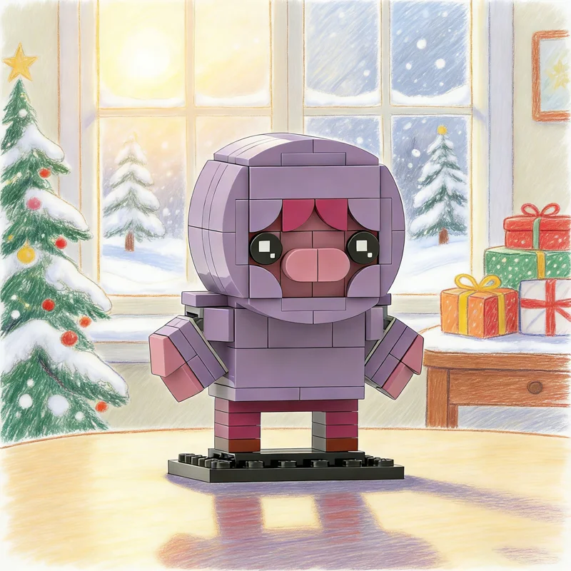 151 قطعة MOC الزرج داخل 2 Brickheadz نموذج اللبنات لعبة الهندسة المعمارية هدايا عيد الميلاد فكرة التعليم الطوب عيد ميلاد
