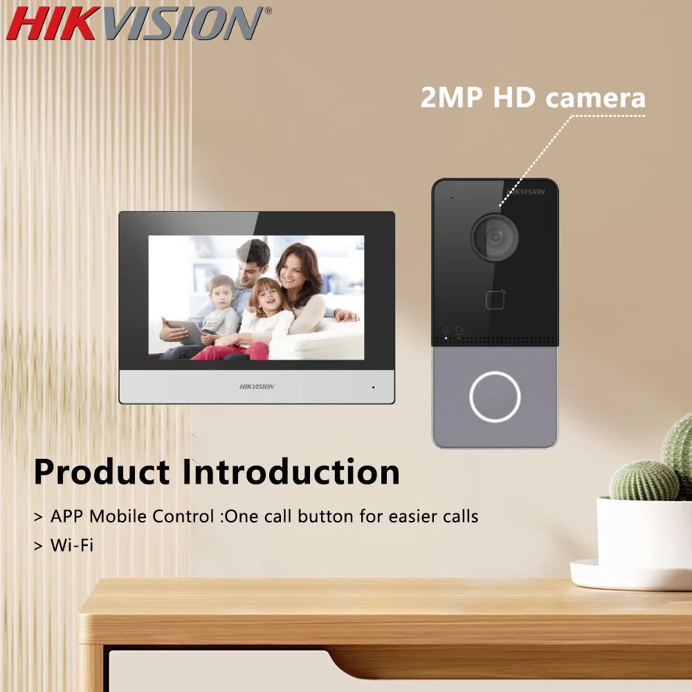 Видеодомофон Hikvision DS-KIS603-P(C) со встроенным микрофоном
