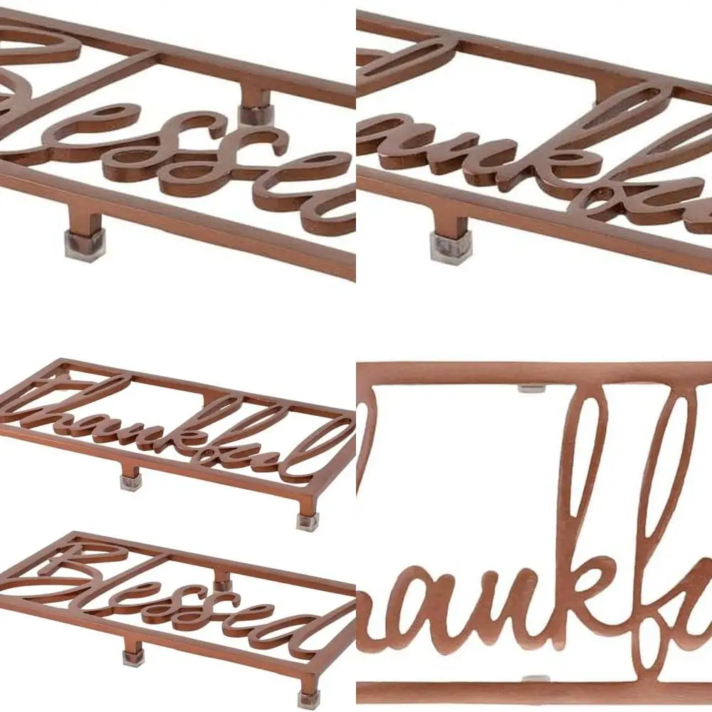 

Antique Bronze 12 x 6.25 Trivet Set - Hot Dish Protectors and Pot Holders - Kitchen Accessories Gift