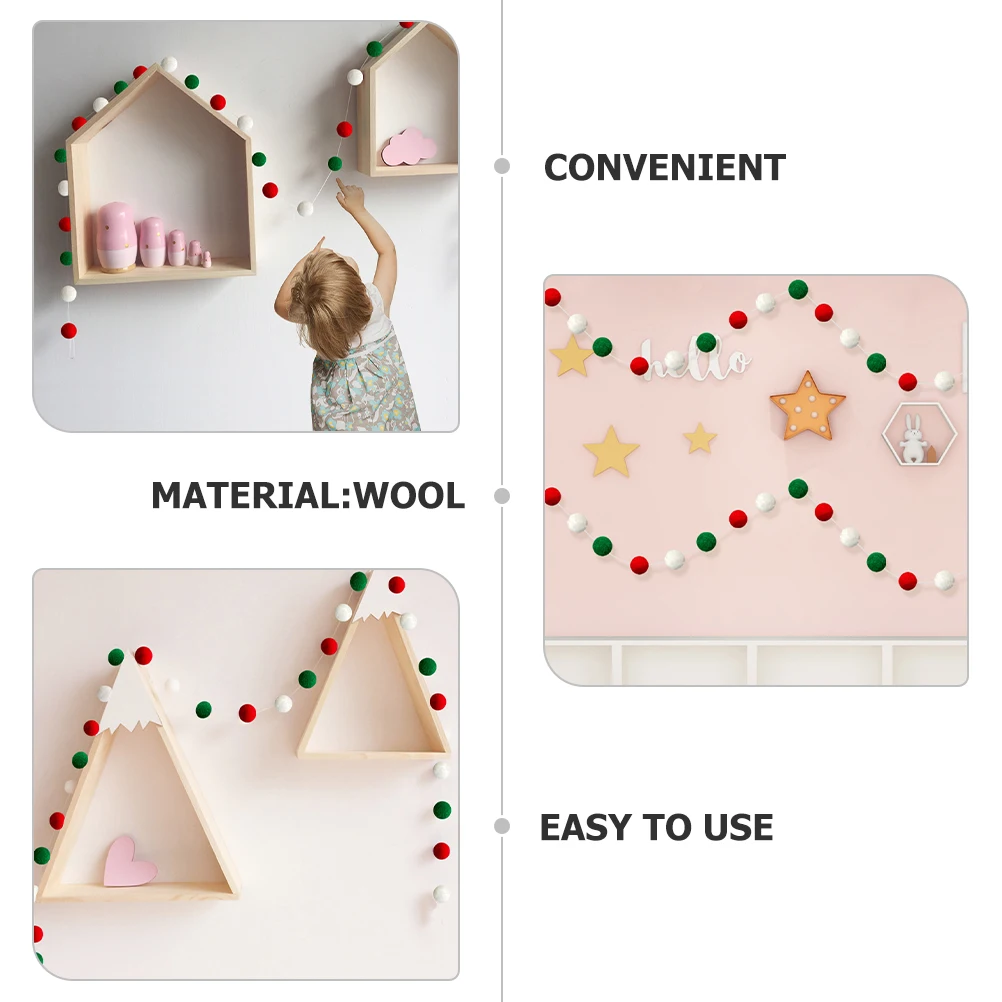 

2pcs Colorful Ball Pendant For Christmas Tree Classroom Decor Festival Hanging Decoration Wool Pompom Garland Home Party