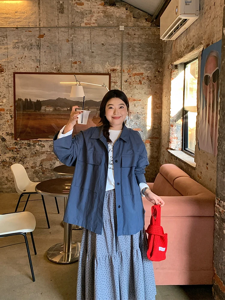 

Свободная женская рабочая куртка больших размеров в корейском стиле, повседневная, стройнящая, Lin Daixiao, новинка осени 2025 года