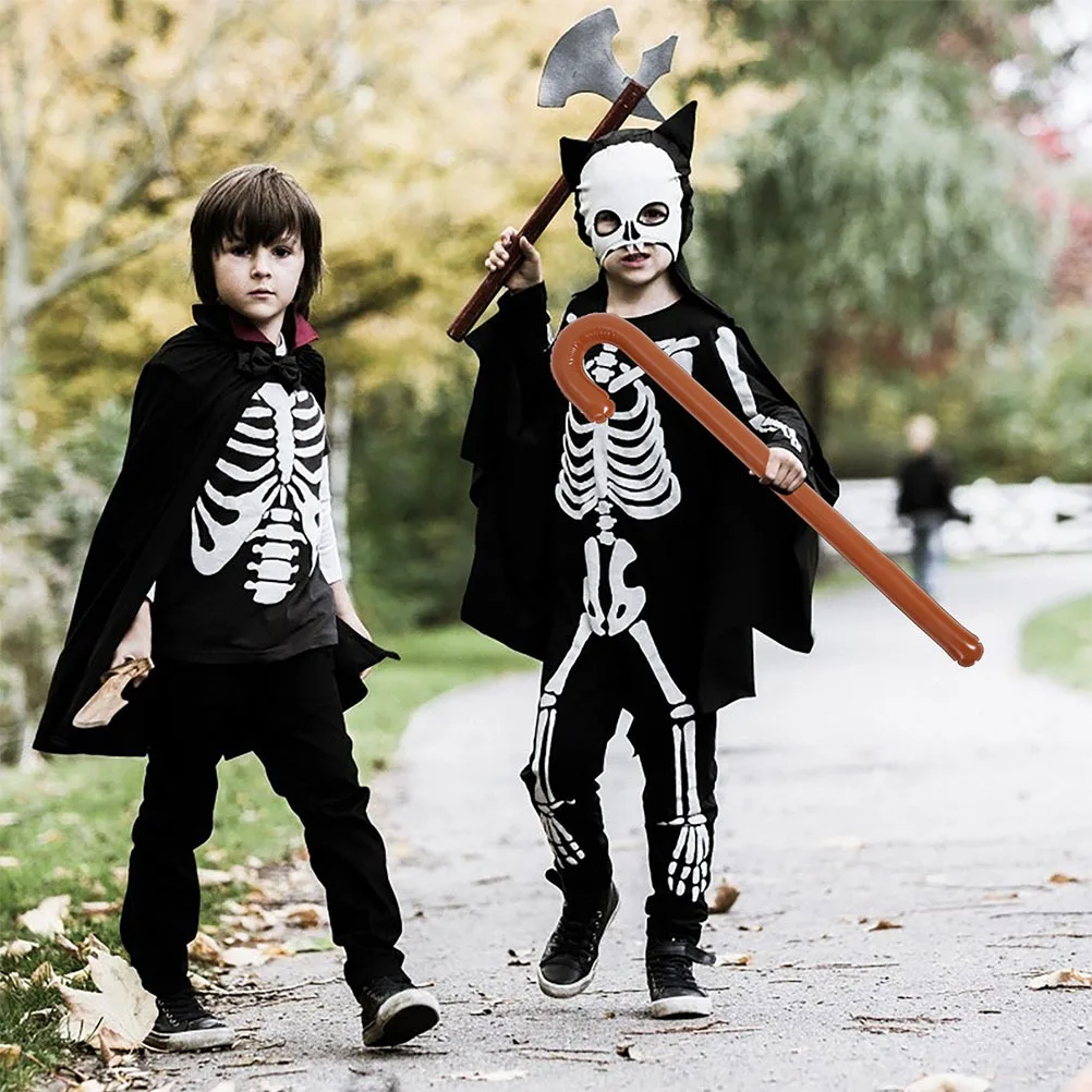 2 szt. Nadmuchiwane balony w kształcie kulek, dekoracja na Halloween, przenośne, zabawne laski, rekwizyty do nadmuchiwania, akcesoria imprezowe