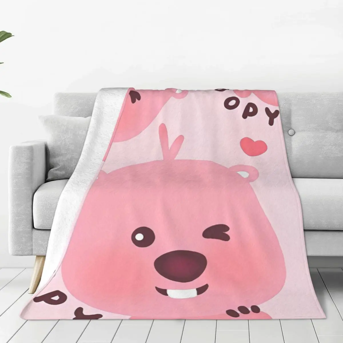 Zanmang Loopy Cartoon Wool Blankets Cute Kawaii Funny Throw Blankets for Home Hotel Sofa 125*100cm Plush Thin Quilt