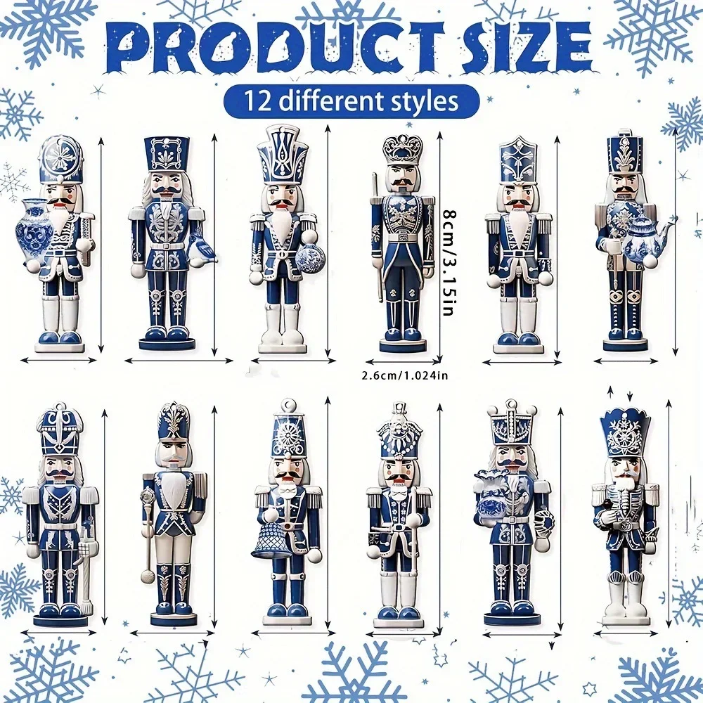 12pcs Wooden Christmas Nutcracker Soldier Pendant Xmas Tree Hanging Drop Ornaments Navidad Decoration for Home New Year Gift