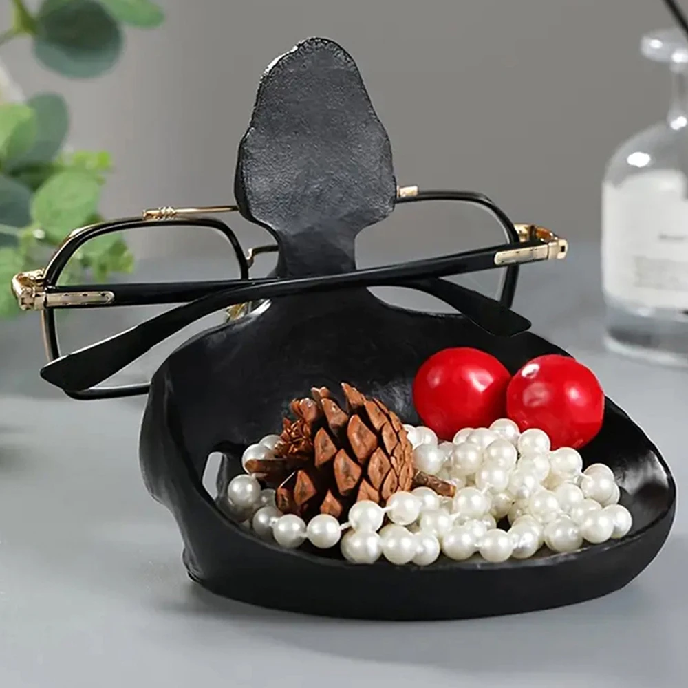 

Skull Shape Glasses Stand Rack Resin Desktop Ornaments Creative Sculptures Key Holder Crafts for Entryway Home Decors Figurines