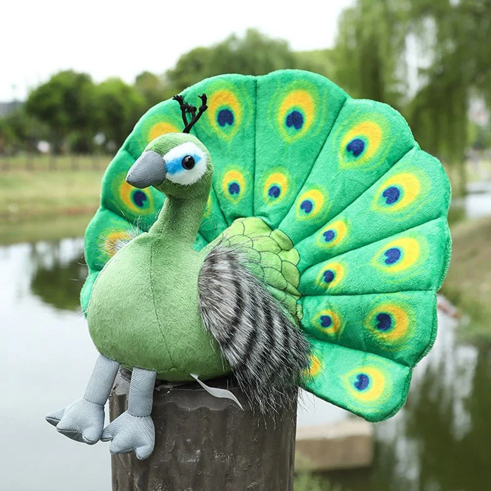 

25CM Colorful Peacock Plush Toy Zoo Commemorative Feather Opening Screen Doll Bird Toy Send Children Birthday Christmas Gifts