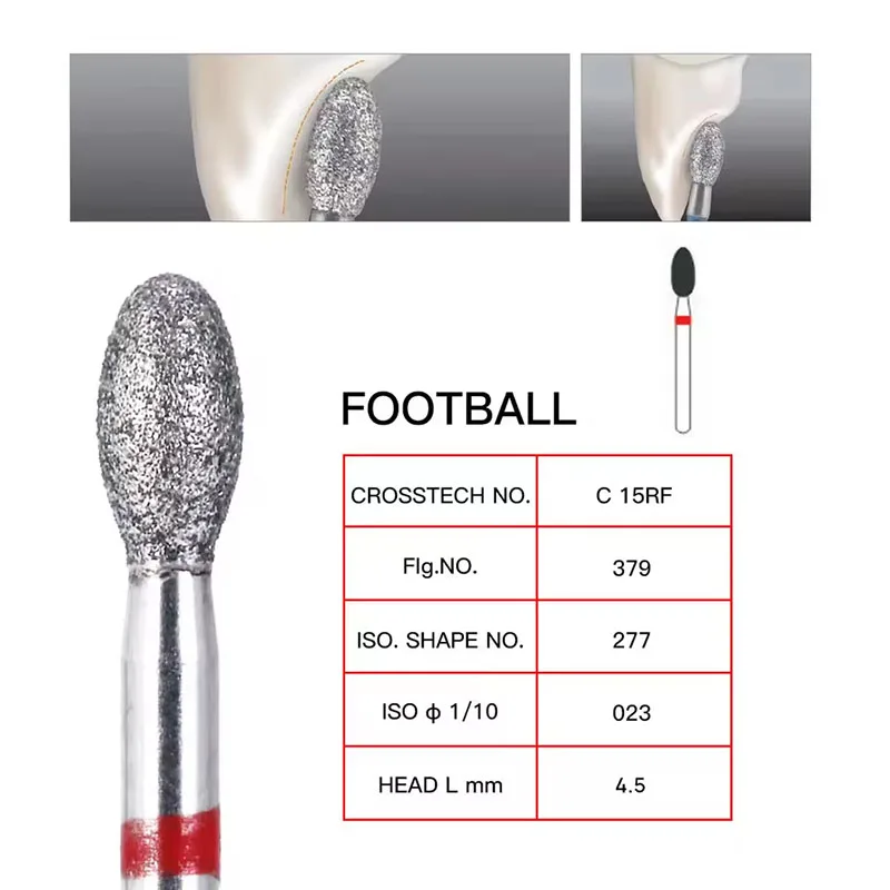 10 Stück/Box Dental-Diamantbohrer, feine Bohrer in Fußballform, Modell 368-023F/379-023F für Hochgeschwindigkeits-Handstücke, Zahnarztmaterialwerkzeug – Detail 12