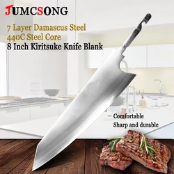 JUMCSONG DIY 7 Layer Damascus Steel Chef's Knife Blank 440C Sharp Burning Edge Meat Cut Fruit Japanese Santoku Sashimi Knife