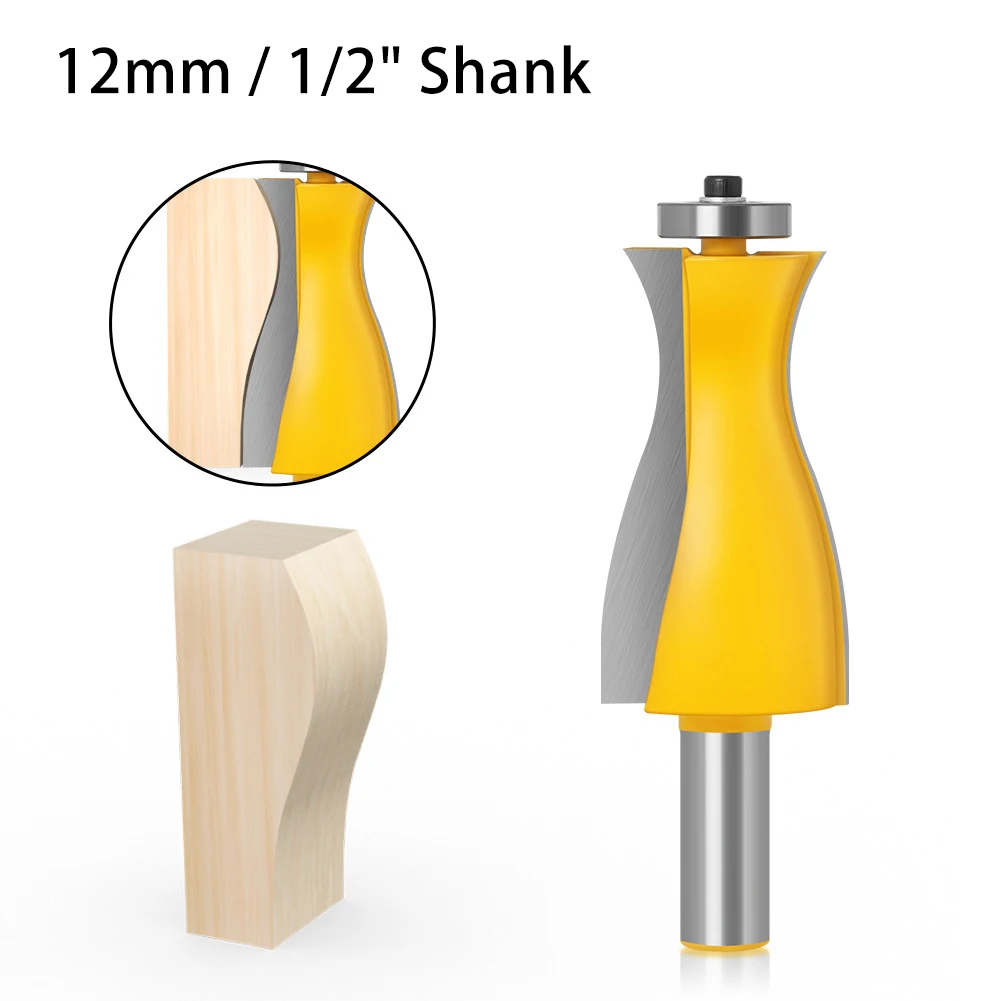 Bearing Guided Slim Waist Cabinet Foot Wood Router Bit 12mm 1/2" Shank Solid Wood Furniture Decor Line Machining Milling Cutter