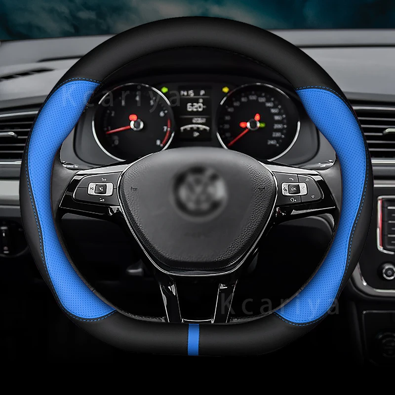 

High Quality Leather D Type Car Steering Wheel Cover for Volkswagen ID3 Magotan ID6X Golf 8Pro ID4 CROZZ Tiguan Jetta Passat