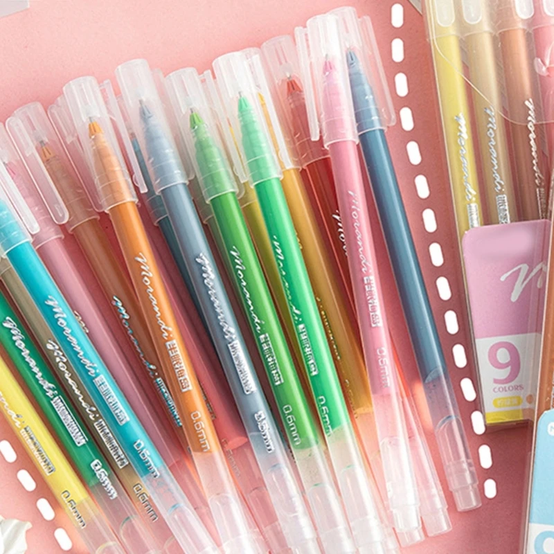 9 個ローラーボールペン多色ゲルインクペン描画ペン 0.5 ミリメートル文具ペン