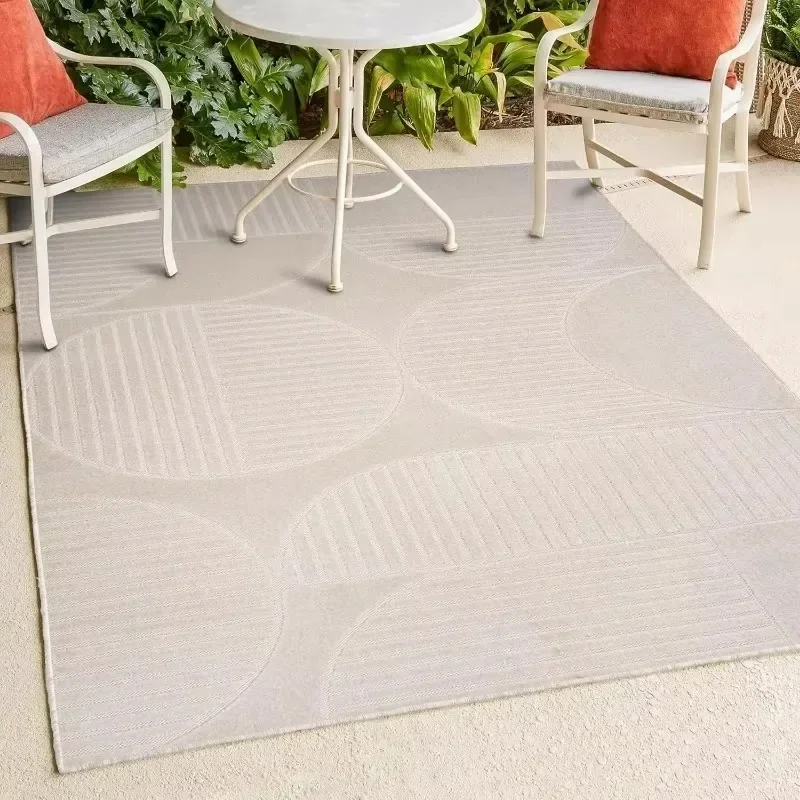 Geometric Arch Scandi Striped Indoor/Outdoor Area Rug, Modern, Contemporary,Geometric