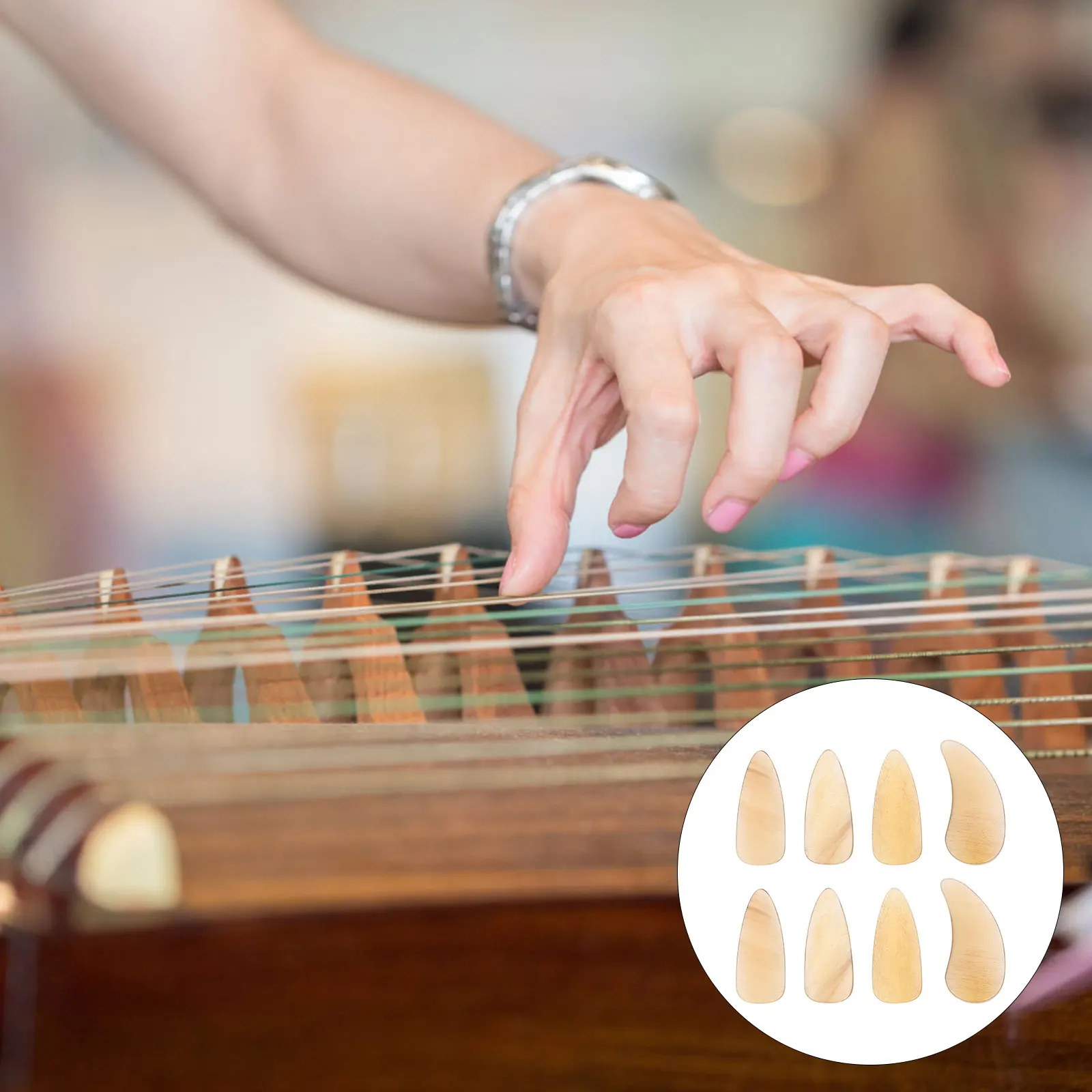 

8 Pcs Guzheng Nail Pieces Protective Fake Nails False Guards Protection Finger Sleeves Protectors