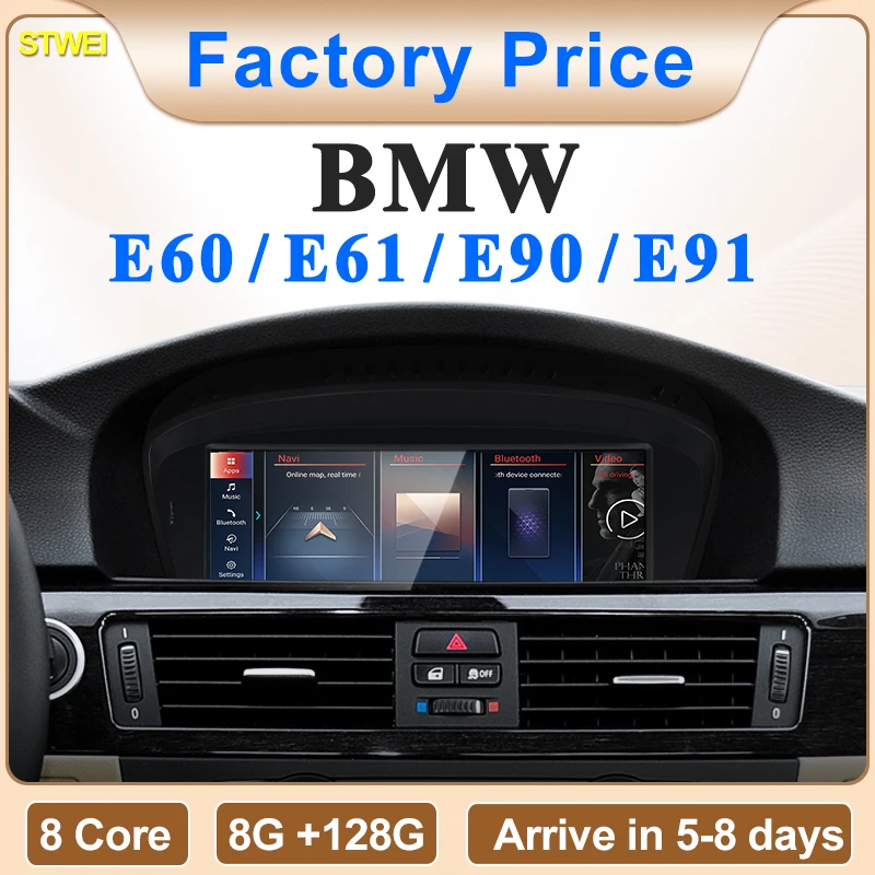 BMW 3/5 시리즈 E60 E61 E90 E91 CCC CIC 차량용 비디오 플레이어, 멀티미디어 스크린 GPS, ID6, ID7, ID8, 안드로이드 자동 카플레이, 2024 신제품