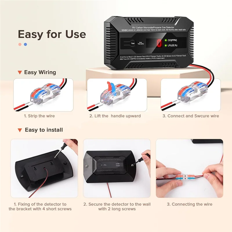 A15Q-Dual LP/CO Detector For Rvs – Carbon Monoxide & Propane Gas Alarm With Separate LED Indicator And Bracket