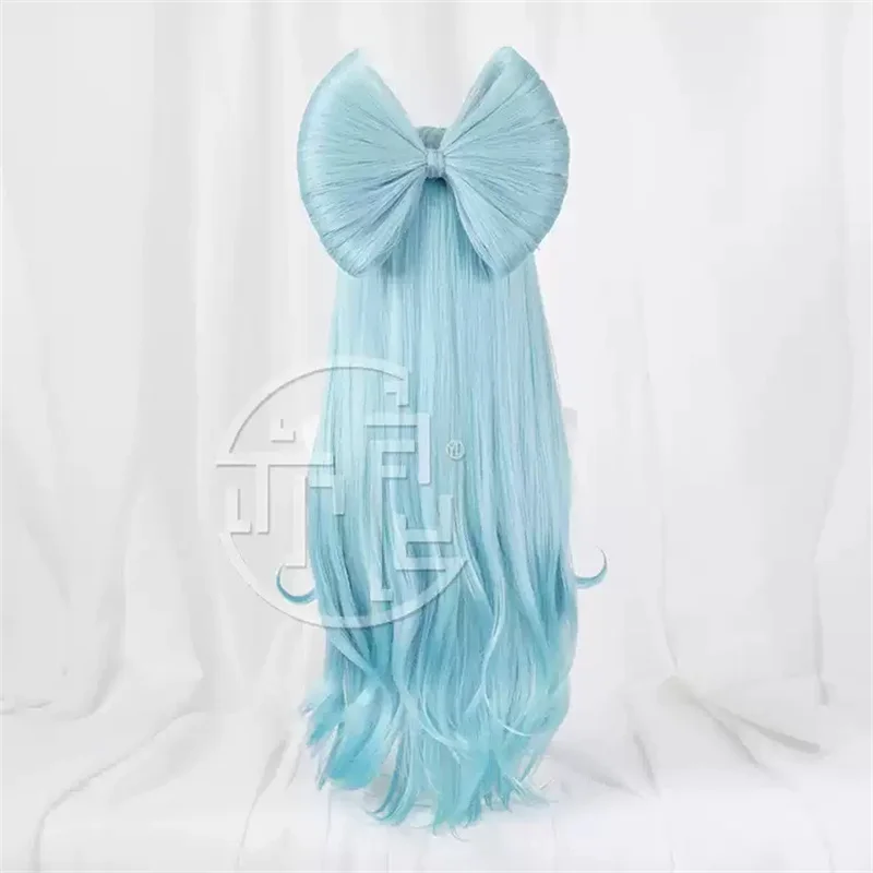 Genshin-Peluca de Cosplay de impacto Yumatisuki Mizuki, pajarita azul cian, pelo largo, sueños encantadores para Halloween, fiesta para mujeres y niñas