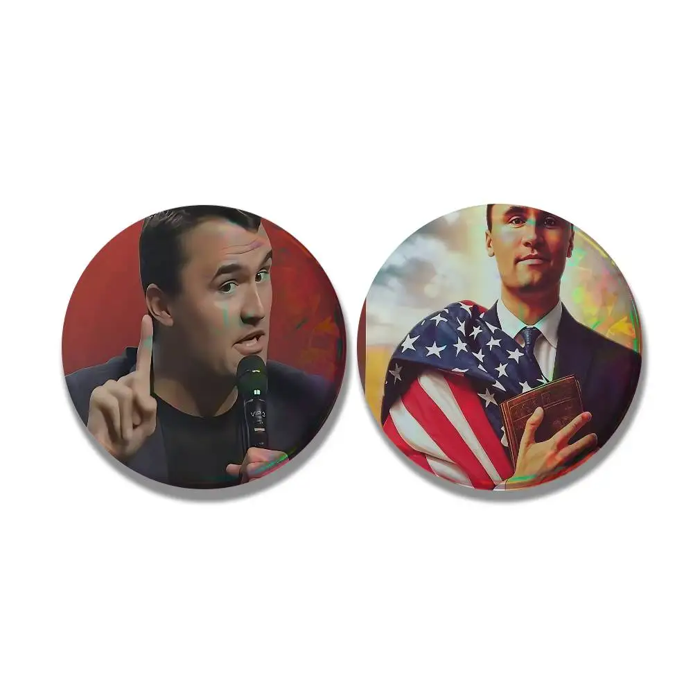 Charlie Kirk Jesus Kreuz 25/32/44/58/75mm Abzeichen Knopf Runde Kreative Anstecknadel Brosche Abzeichen Taschen-Deko Accessoires