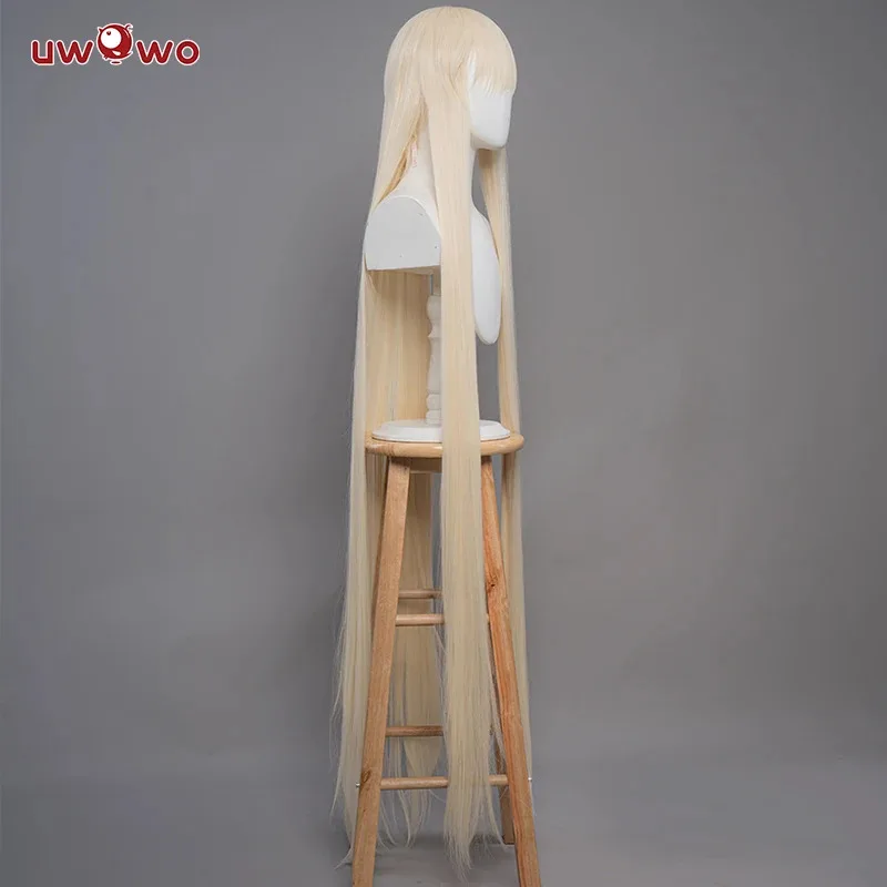 LQUWOWO Chii شعر مستعار تأثيري أنيمي/مانغا لوليتا الوردي القوس المشبك تشي شعر مستعار أصفر فاتح طويل الشعر هالوين الباروكات