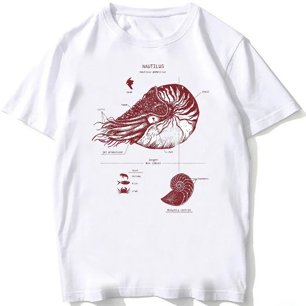 HOT SALE Casual Tee Beach Dive White Tee Vintage Tee Whale Shark Dissection Tee Female Hip Hop Aesthetic Comfortable Clothing