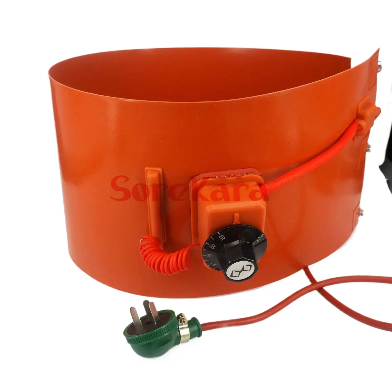 

20 L(4.4 Gallon) 200x860x1.8mm 800W 220V Flexible Silicon Band Drum Heater Blanket Oil Biodiesel Barrel Electrical Wires