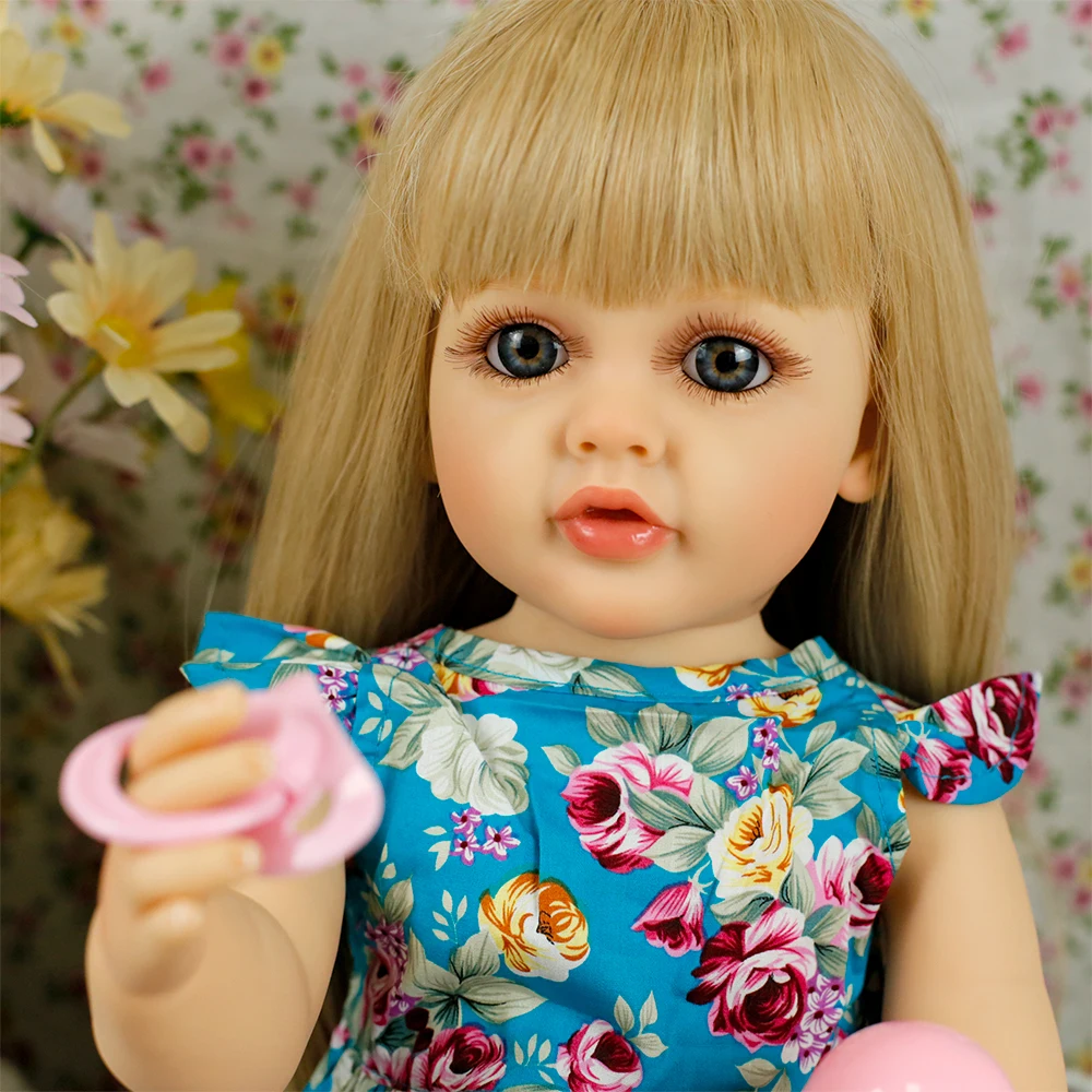 55CM Betty Realistica bambola rinata piena di silicone vinile corpo lavabile capelli biondi realistici principessa bambina regali di Natale