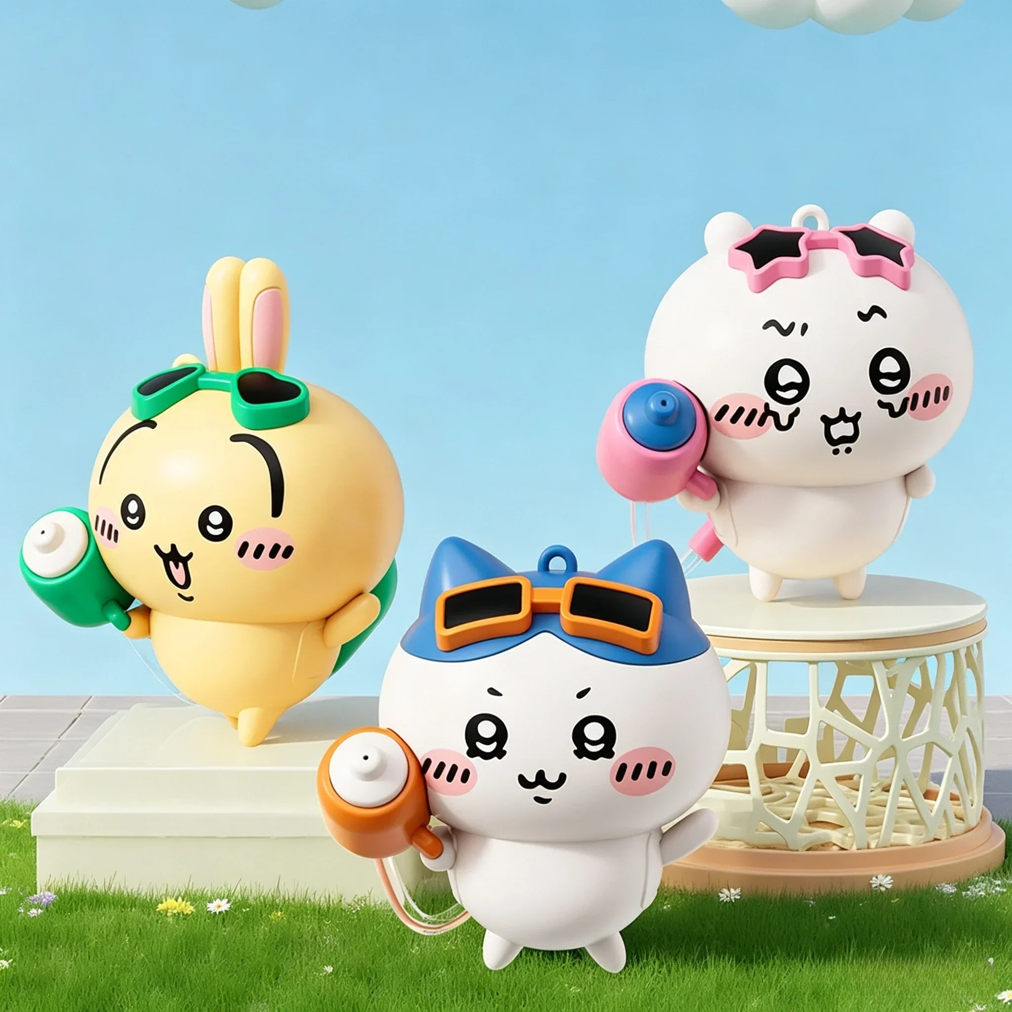 Chiikawa Wasserpistolen-Spielzeug-Schlüsselanhänger, niedlicher Usagi-Hachiware-Anhänger, Kawaii-Rucksack-Charm, Sammlerstück als Geschenk für Teenager und Fans – Detail 1