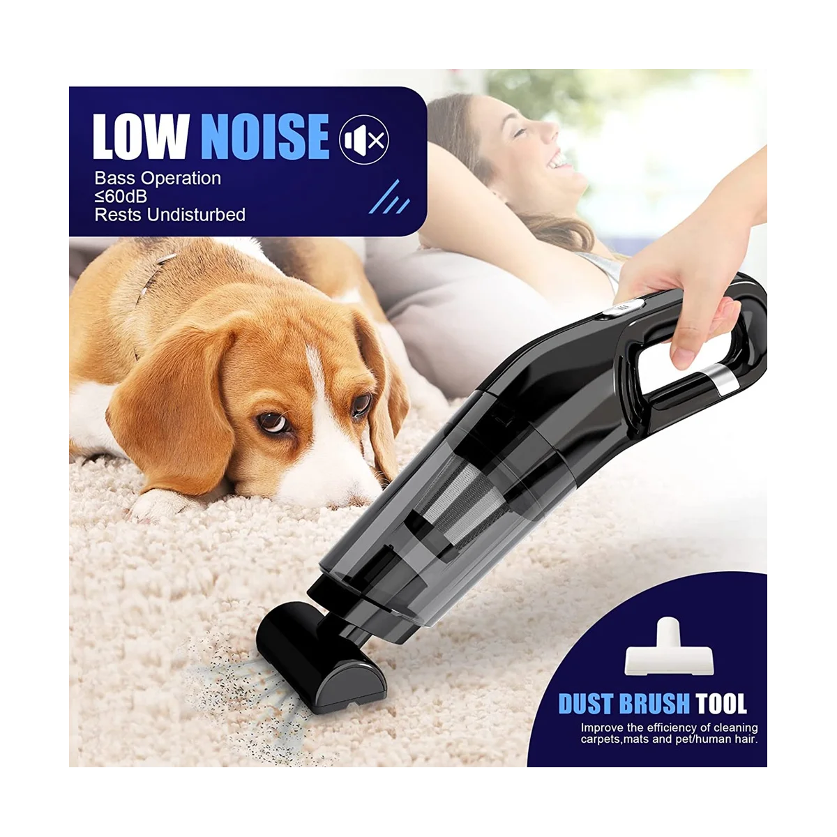 A14G-Hand Vacuum Cleaner Cordless Portable Handheld Vacuum Rechargeable Small Car Vacuum with 120W High Power