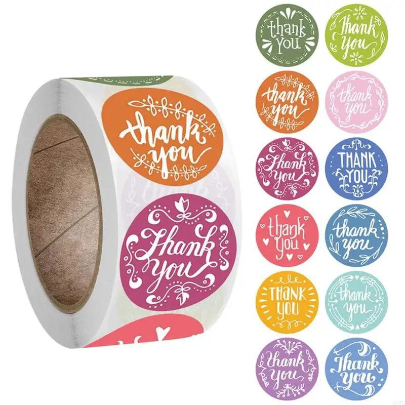 

500Pcs/Roll 12 Styles Round Thank You Stickers Wedding Gift Packaging Seal Label Q5WC