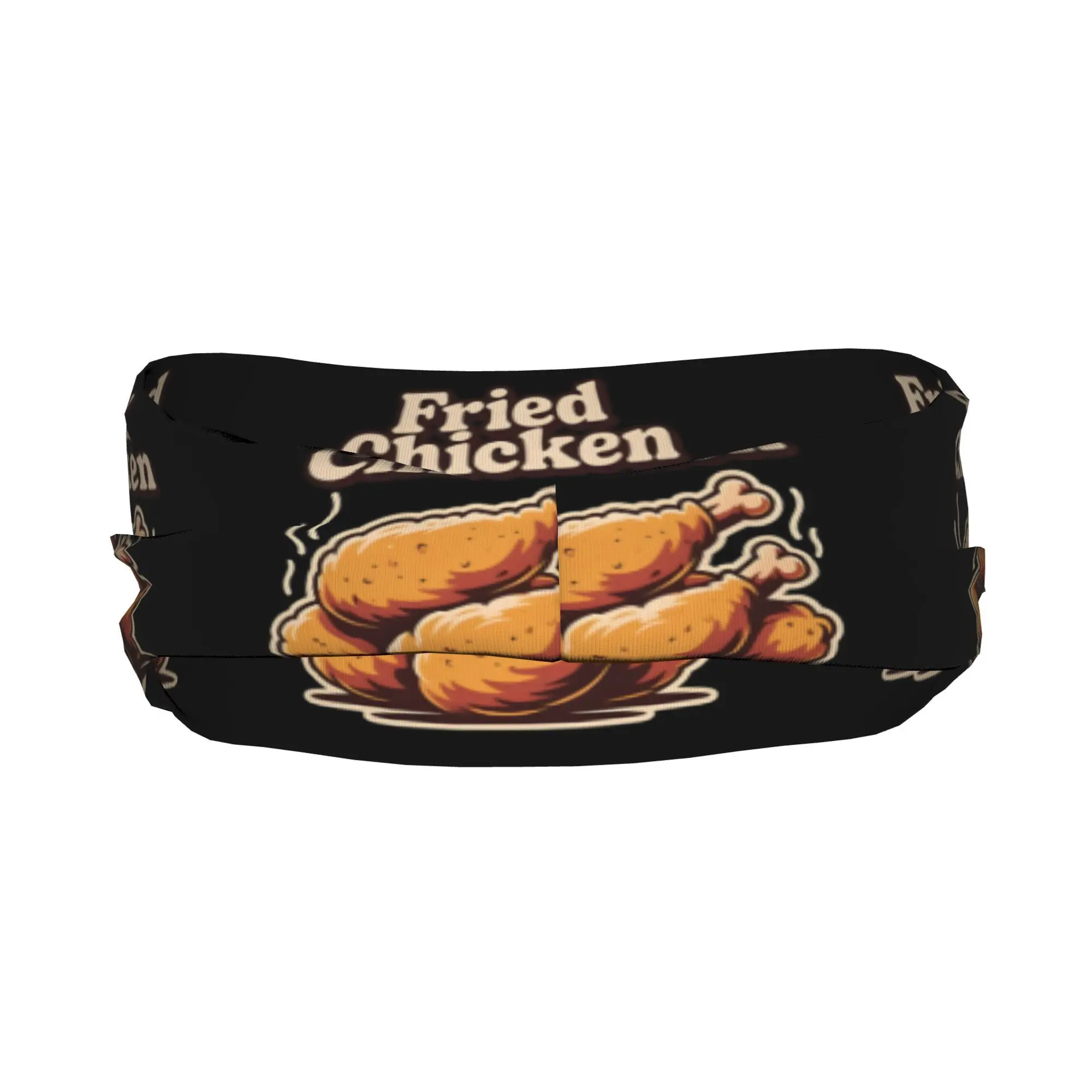 Retro Fried Chicken Print Headband Sweat Absorbent Sports Hairband for Yoga Running Daily Wear Elastic Non-slip Food Lover