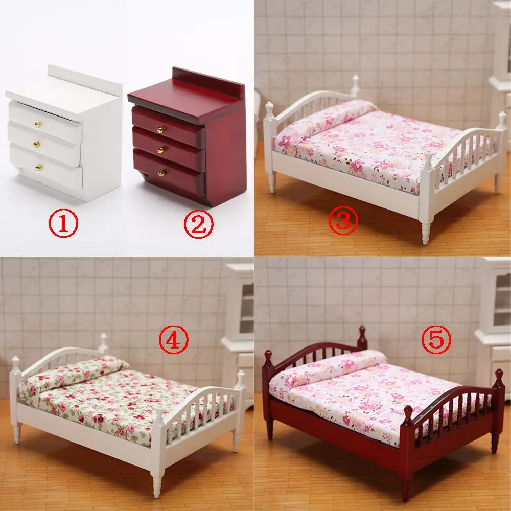 Kinderslaapkamer 1:12 poppenhuizen miniatuurmeubilair poppenhuismeubilair bed/nachtkastje voor poppen