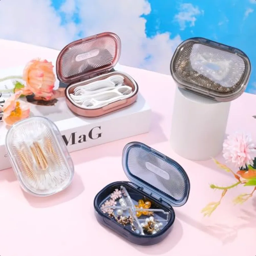 4 pezzi Qtip Holder Organizzatore per cravatte per capelli Piccolo contenitore da viaggio portatile Qtips Custodia per batuffolo di cotone Dispenser per flosser 4 Col morbido