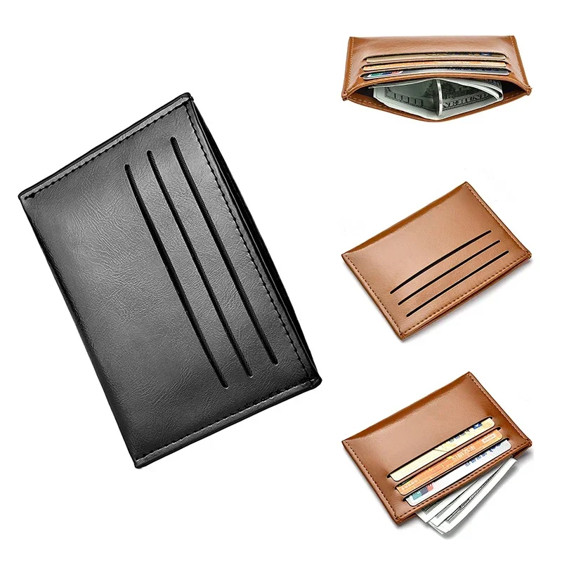 Fashion PU  Leather Bank Credit Card Box Multi Slot Slim Card Case Wallet Women Men Business Card Cover Coin Purse Wallet