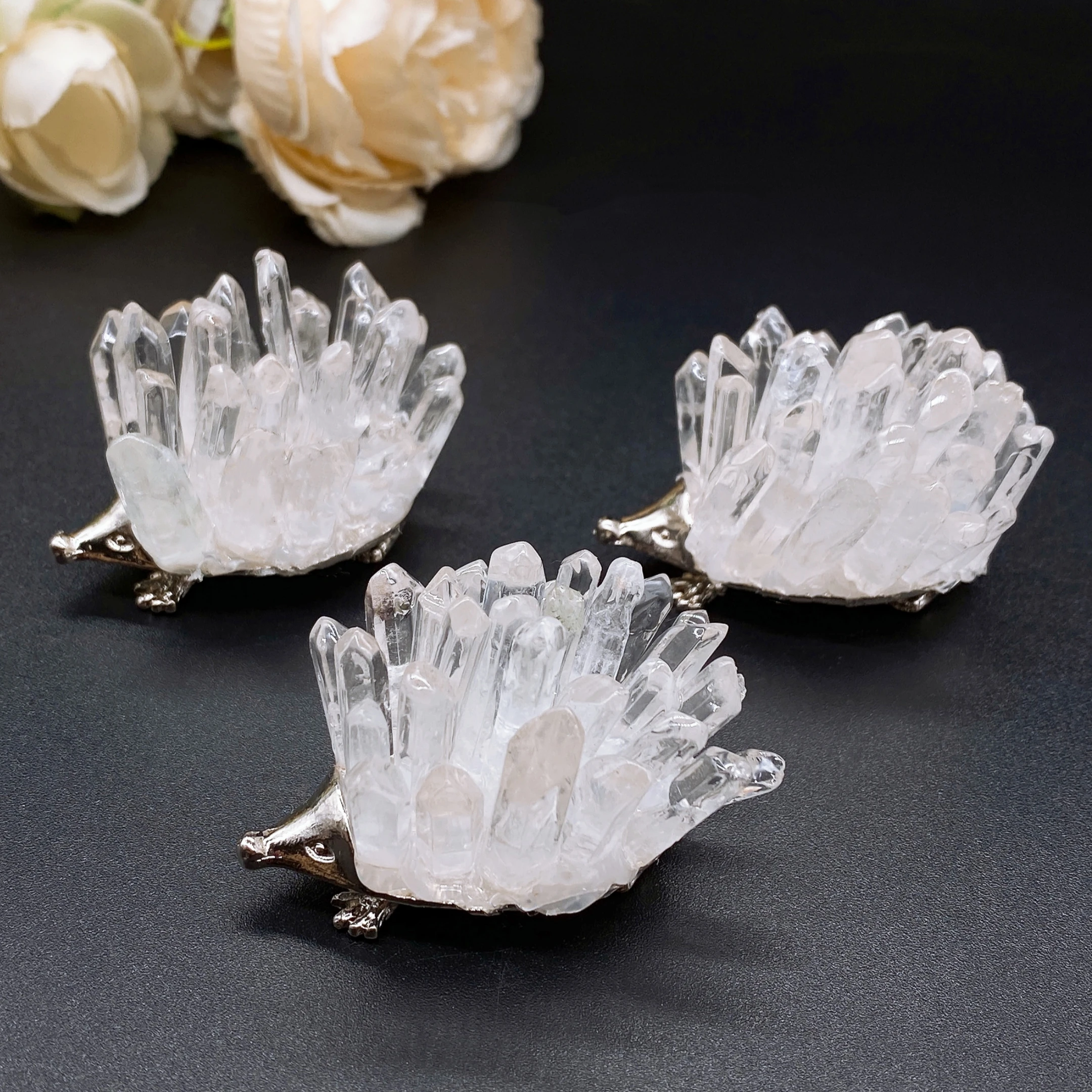 

1PC Natural Clear Quartz Hedgehog Crystal Stone spar crafts Animal Reiki Healing Home Decor Children Gift