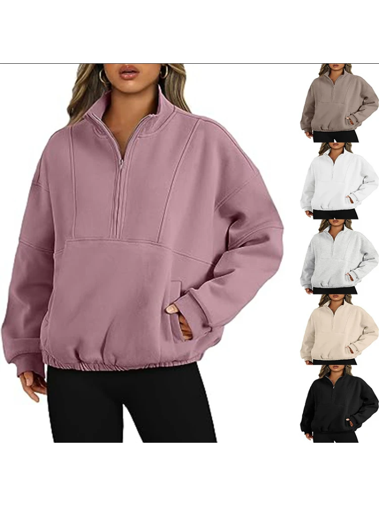 

Outerwears Cropped Bomber Jacket Women Autumn Long Sleeve Faux Wool Coats For Woman Winter Zip Up Short Coats pocket pullover st