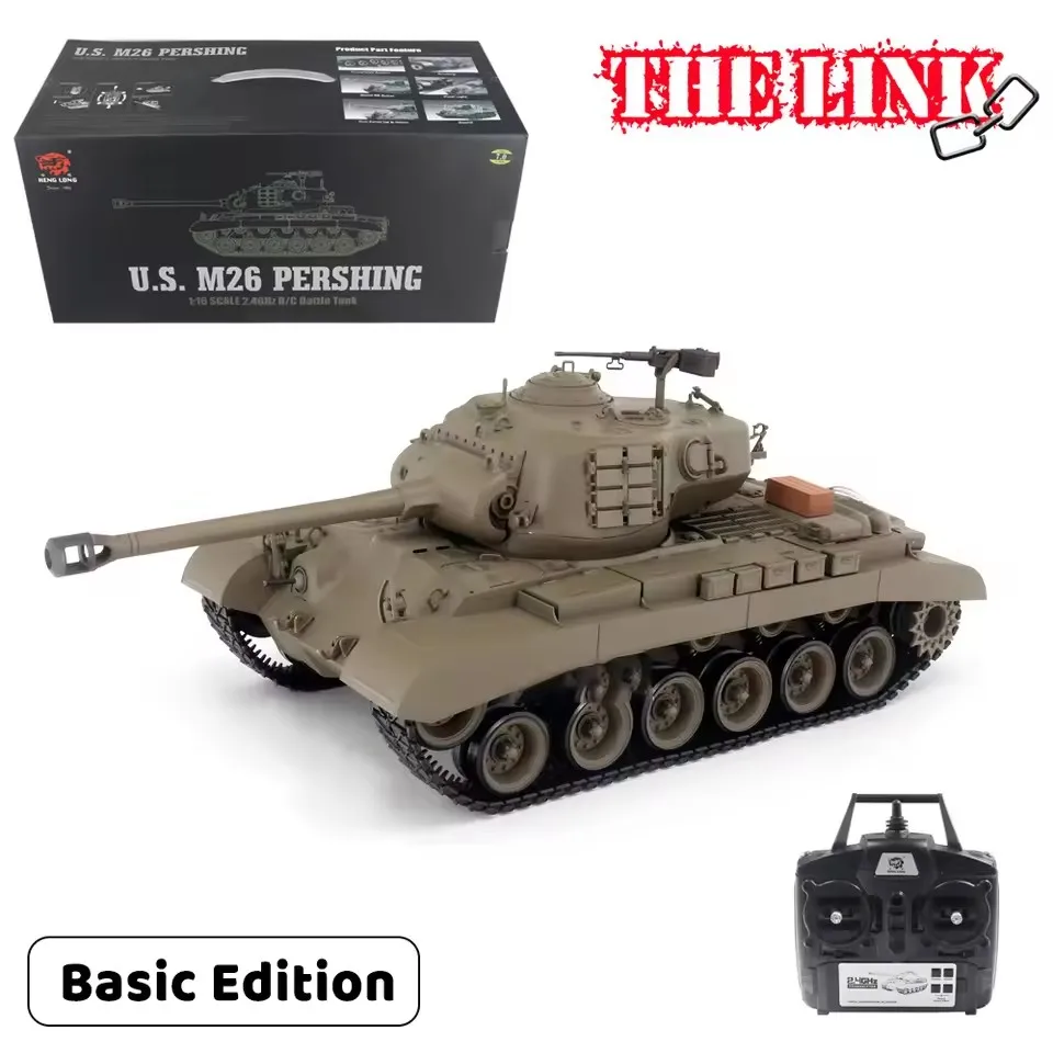 2.4Ghz Henglong 1/16 Scale 7.0 Plastic Ver M26 Pershing RTR RC Tank Model 3838 Outdoor Tools Toys Radio Machine Sound Light