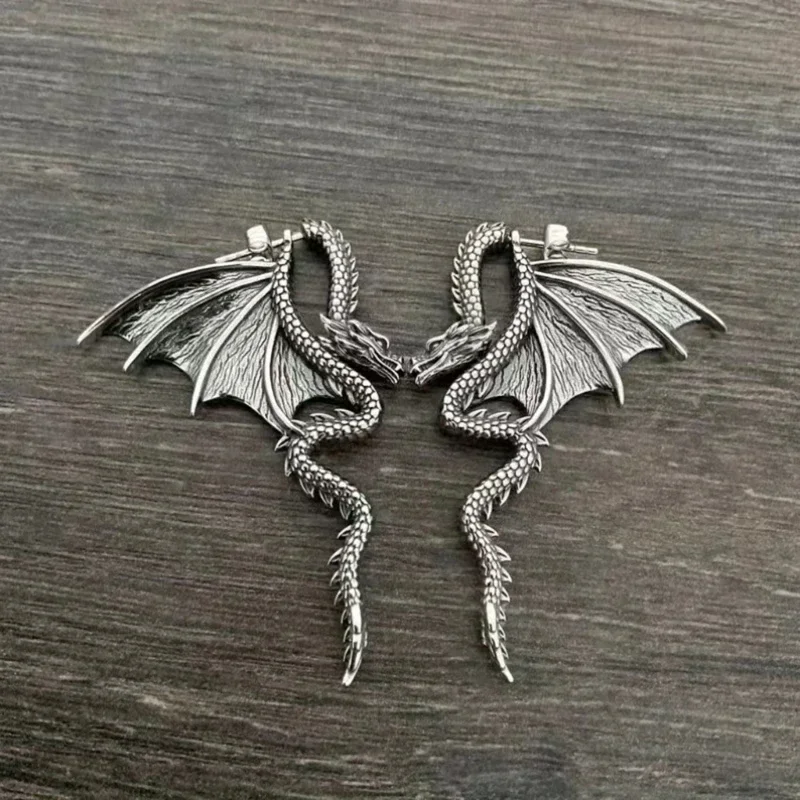 

Fashion Punk Flying Dragon Earrings for Men and Women Creative New Gothic Removable Earrings Retro Ethnic Style Jewellery Gifts