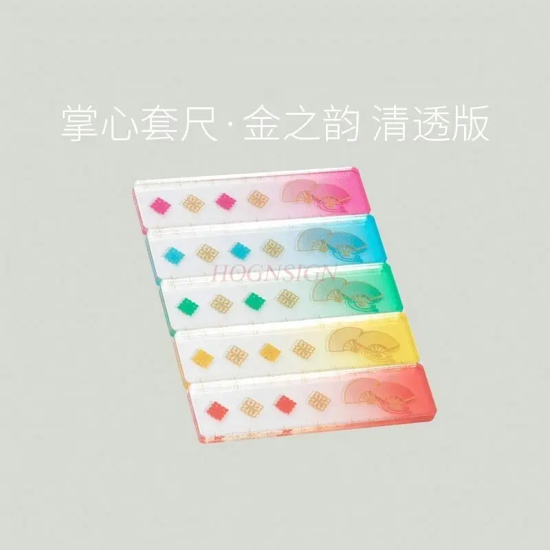 5pcs/set Palm ruler, mini ruler, colorful semi transparent hand account, mini ruler