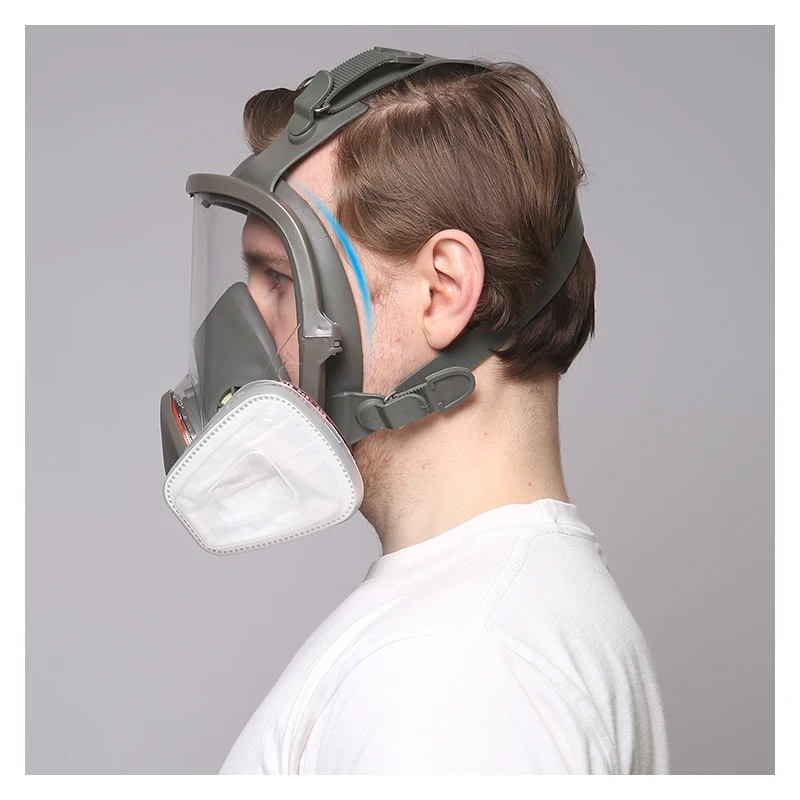 6800 Full Face Gas Respirator With Dual Filtering Cartridge Dust Mask Face Protector For Spraying Painting Polishing Work Safety